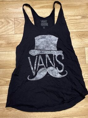 Vans Black Tank with Distressed White Logo